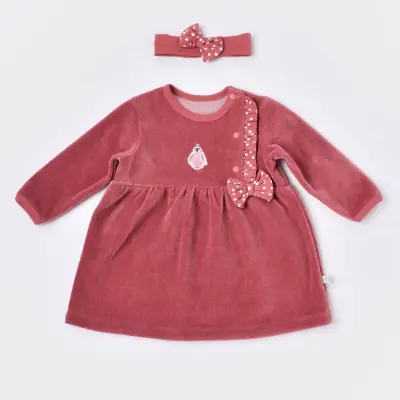Bibaby Kız Elbise Kadife Organik Little Love Rose Dry