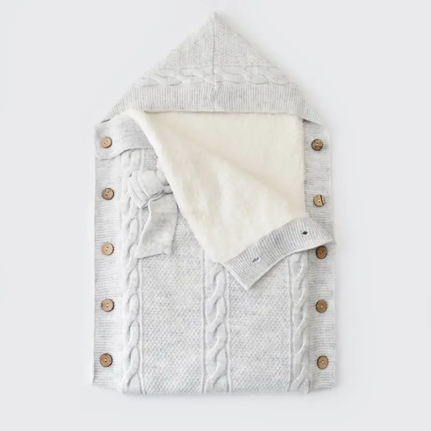 Bibaby Kız Kundak Triko Fiyonklu Gri - 4