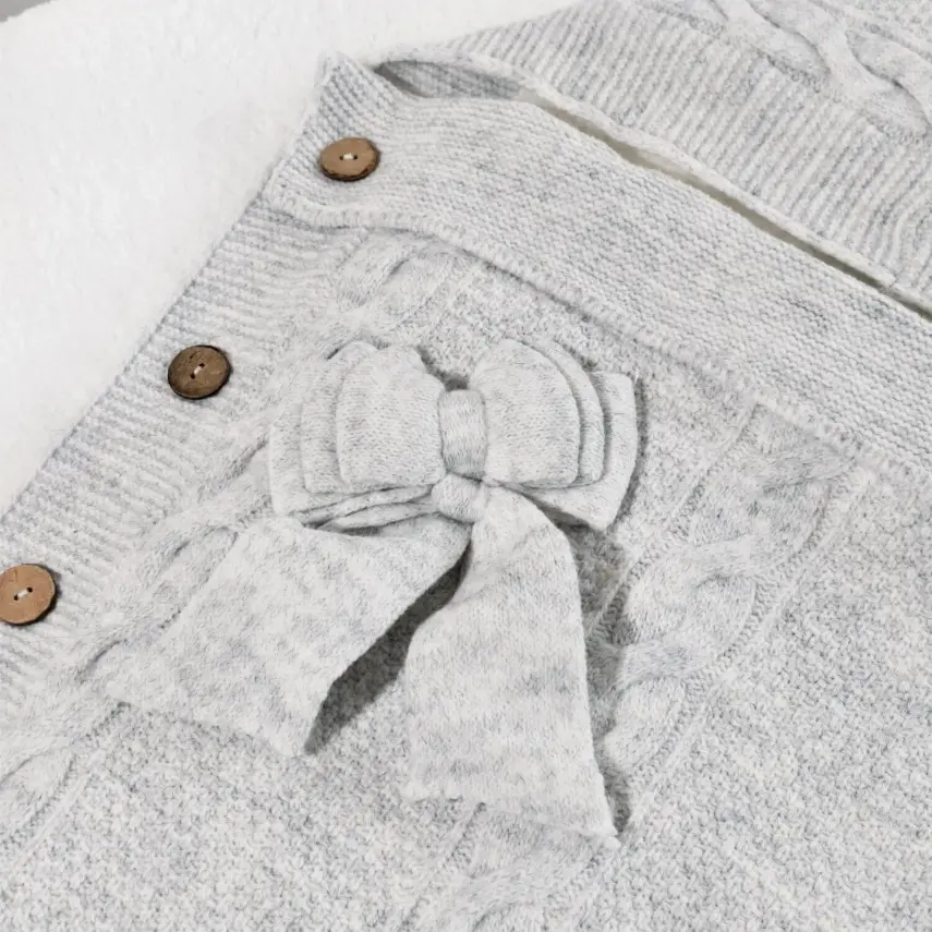 Bibaby Kız Kundak Triko Fiyonklu Gri - 6