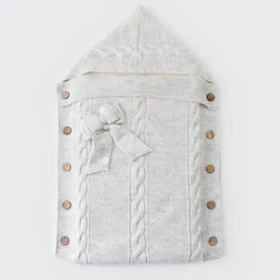 Bibaby Kız Kundak Triko Fiyonklu Gri