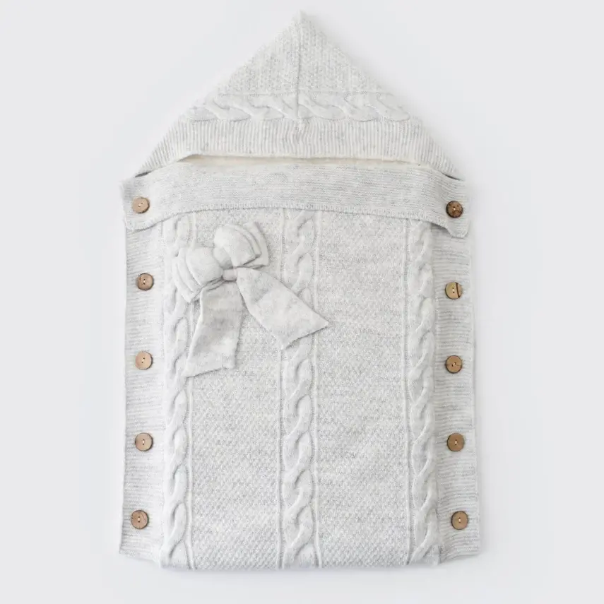 Bibaby Kız Kundak Triko Fiyonklu Gri - 1