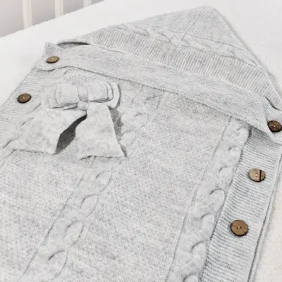 Bibaby Kız Kundak Triko Fiyonklu Gri - 2