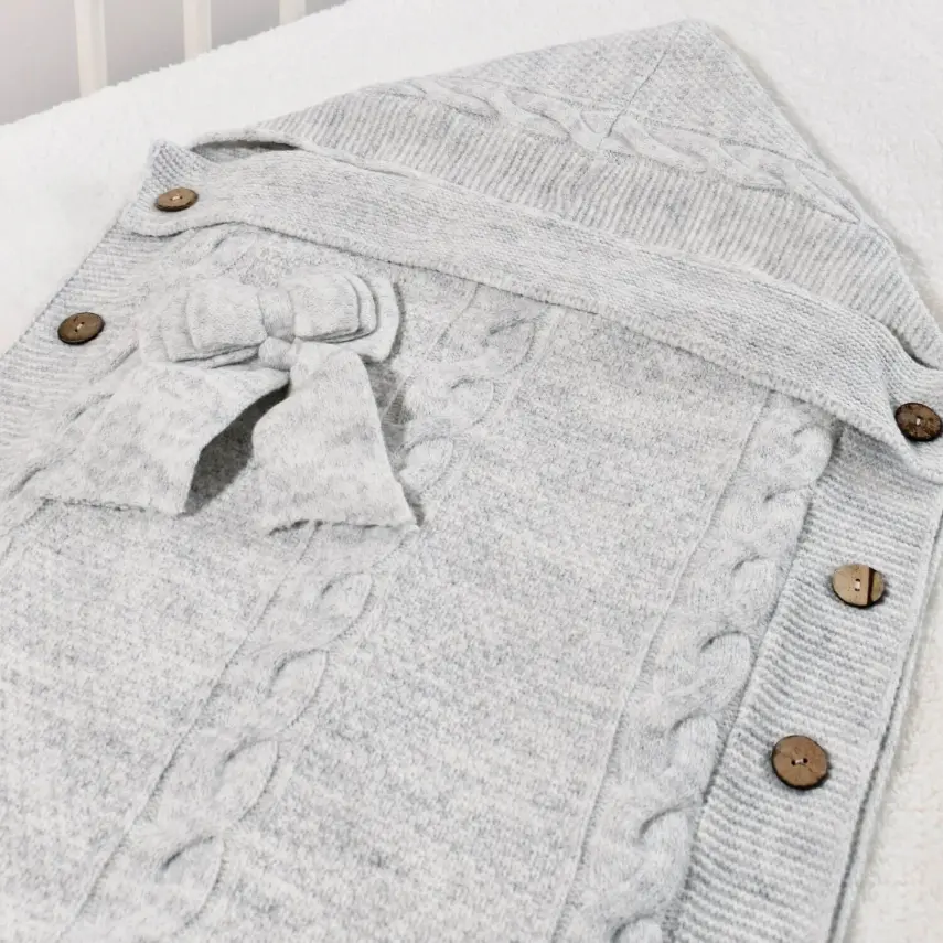 Bibaby Kız Kundak Triko Fiyonklu Gri - 2