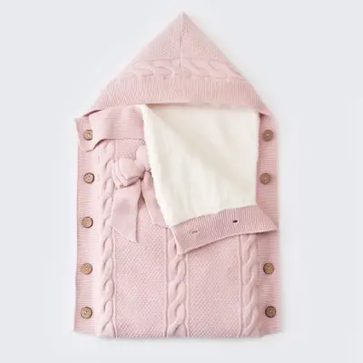 Bibaby Kız Kundak Triko Fiyonklu Pembe - 5