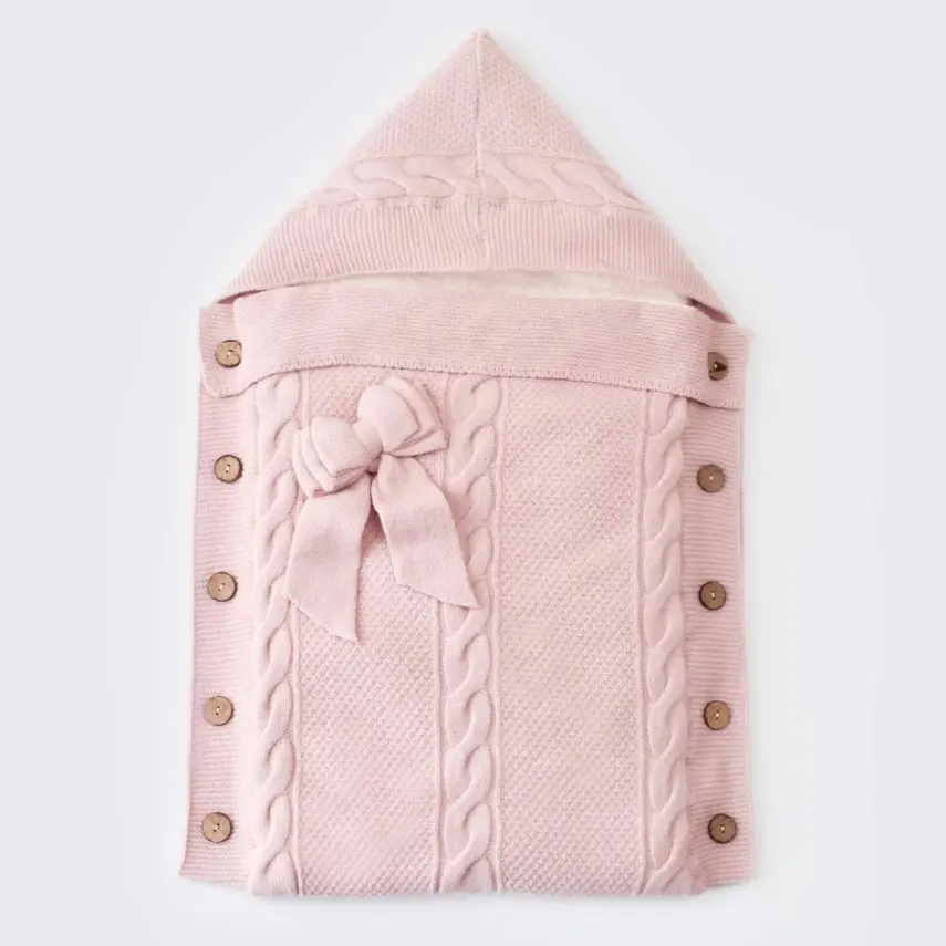 Bibaby Kız Kundak Triko Fiyonklu Pembe - 1