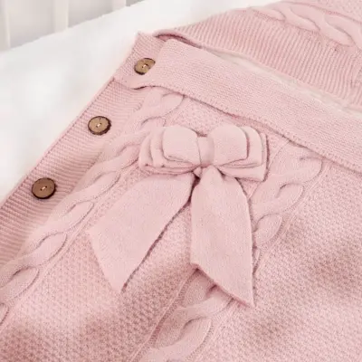 Bibaby Kız Kundak Triko Fiyonklu Pembe - 2