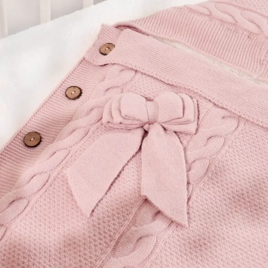 Bibaby Kız Kundak Triko Fiyonklu Pembe - 2