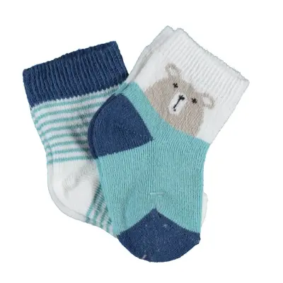 Bibaby Kız Organik Çorap Soket 2li Hello Teddy Bear Yeşil - 4