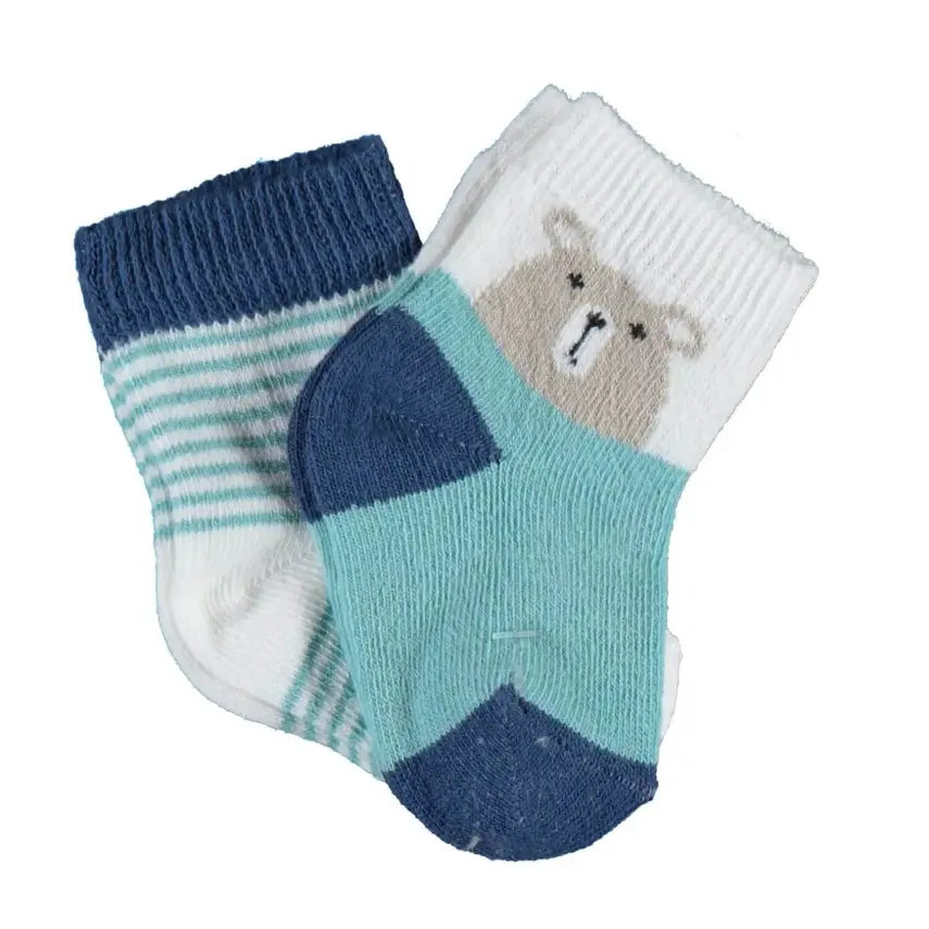 Bibaby Kız Organik Çorap Soket 2li Hello Teddy Bear Yeşil - 4