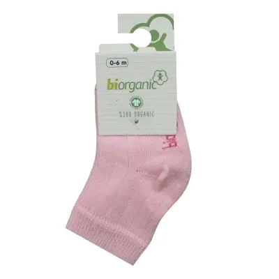Bibaby Kız Organik Çorap Soket Simple Pembe - 2