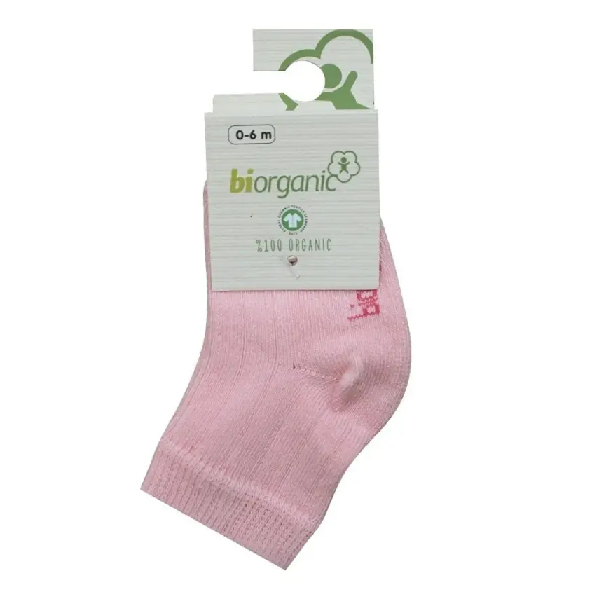 Bibaby Kız Organik Çorap Soket Simple Pembe - 2