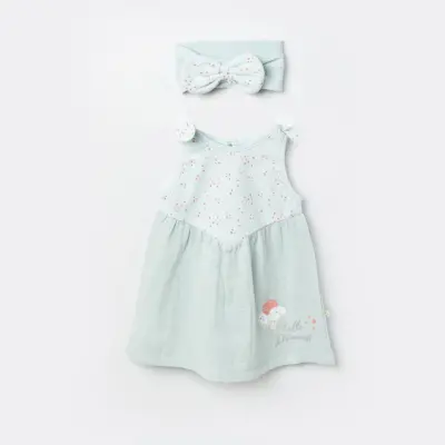 Bibaby Kız Organik Elbise Pretty Ears Bunny Mint