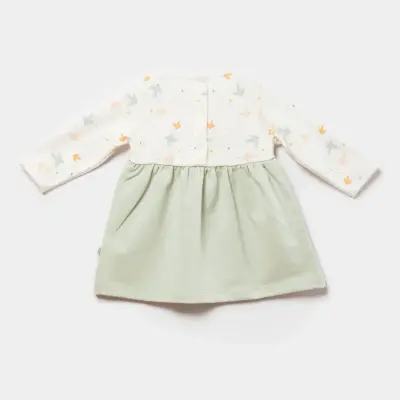 Bibaby Kız Organik Elbise Tiny Birds Ekru - Yeşil - 3