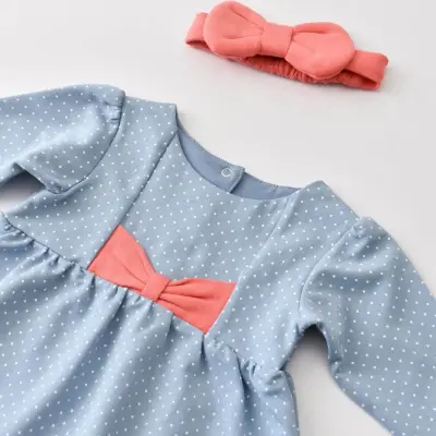 Bibaby Kız Organik Elbise Wild Flowers Spring Blue - 10