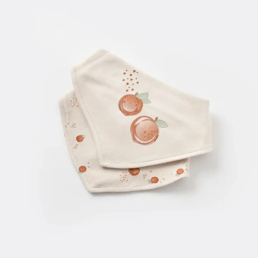 Bibaby Kız Organik Fular Önlük 2li Summer Fruit Light Cream - 4