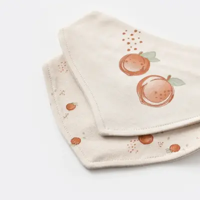 Bibaby Kız Organik Fular Önlük 2li Summer Fruit Light Cream - 5