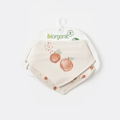 Bibaby Kız Organik Fular Önlük 2li Summer Fruit Light Cream - 6