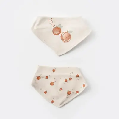 Bibaby Kız Organik Fular Önlük 2li Summer Fruit Light Cream