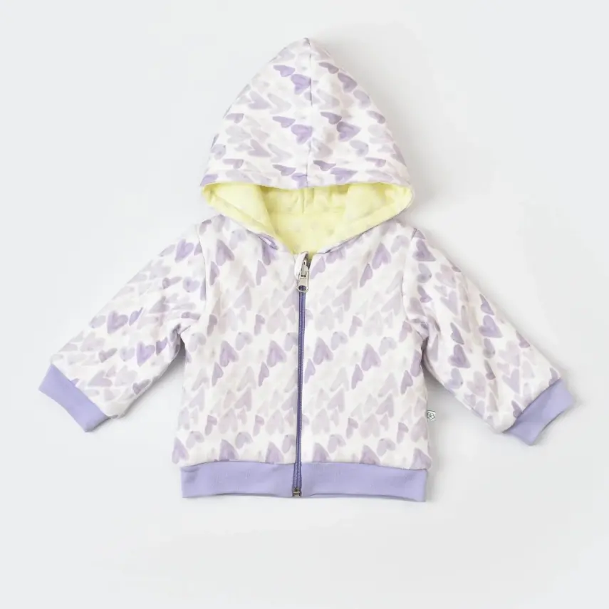 Bibaby Kız Organik Hırka Elyaflı Love You Yellow Lavender - 1