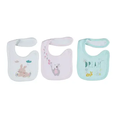Bibaby Kız Organik Önlük Havlu 3lü Natural Animals Pembe