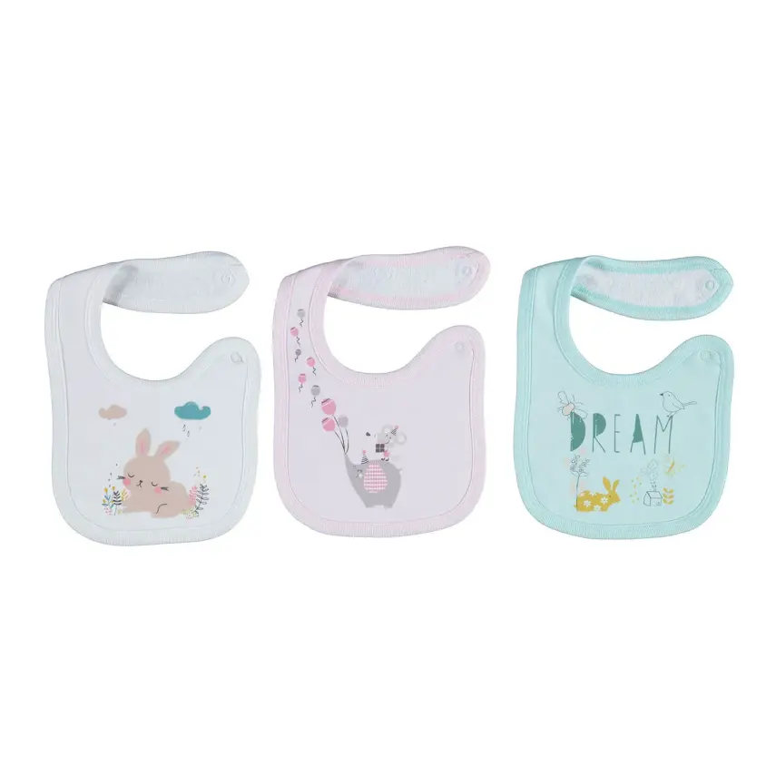 Bibaby Kız Organik Önlük Havlu 3lü Natural Animals Pembe - 1