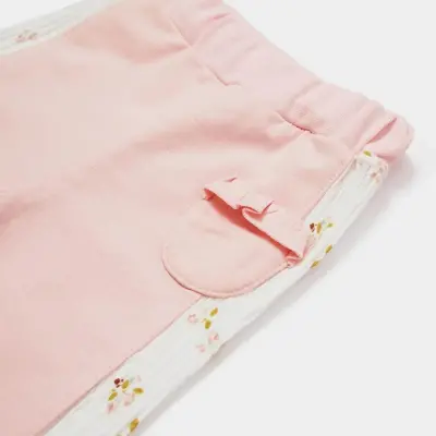 Bibaby Kız Organik Pantolon Patiksiz The Flowers Ekru - Pembe - 2