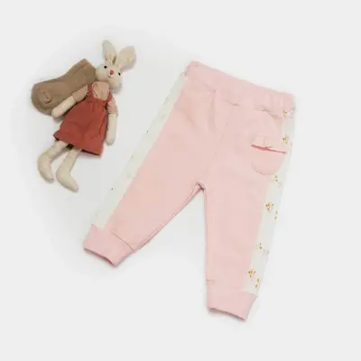 Bibaby Kız Organik Pantolon Patiksiz The Flowers Ekru - Pembe - 3