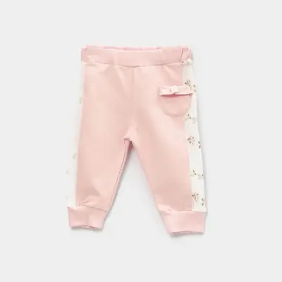 Bibaby Kız Organik Pantolon Patiksiz The Flowers Ekru - Pembe - 5