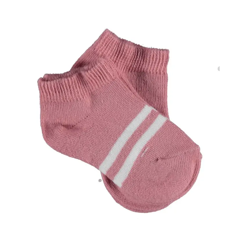 Bibaby Kız Organik Patik Çorap 2li Çizgili Pembe - 1