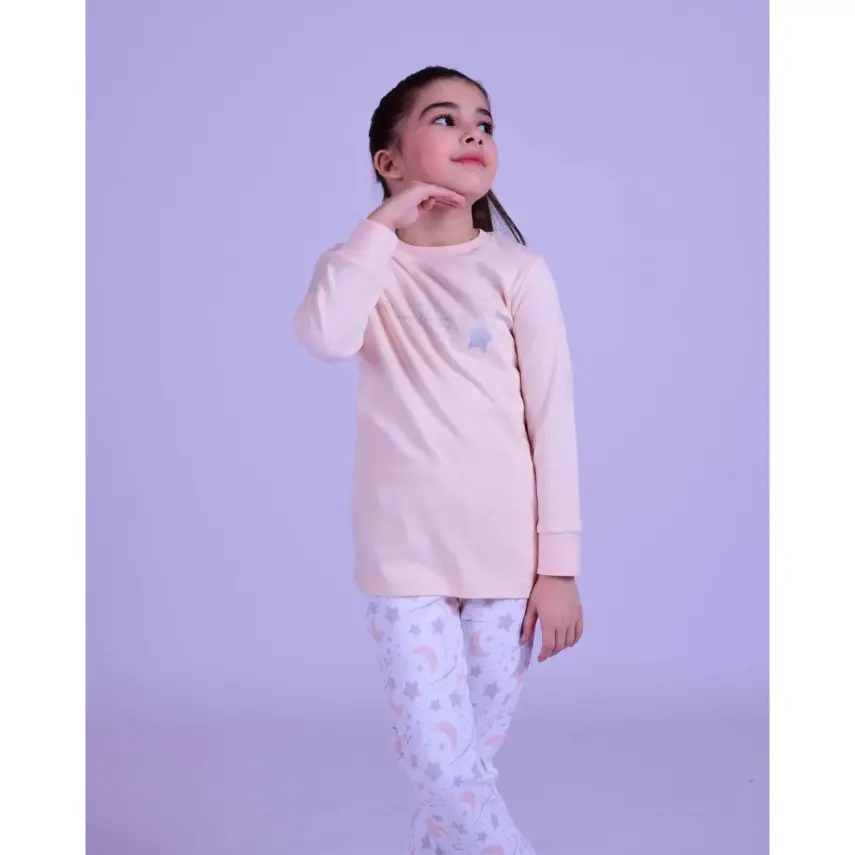 Bibaby Kız Organik Pijama Takımı Star Magical Somon - 1