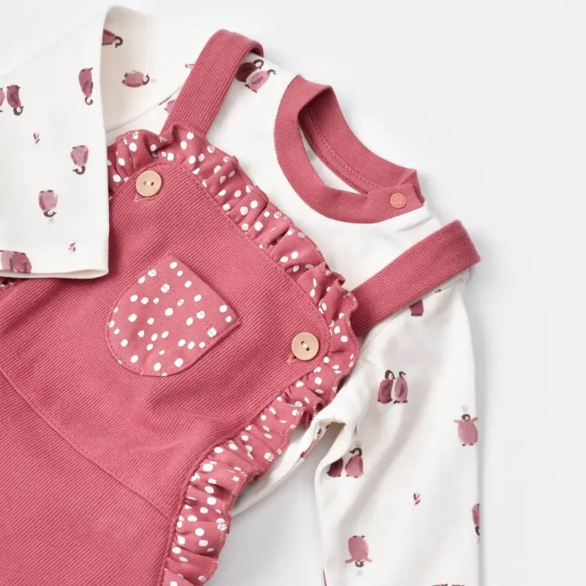 Bibaby Kız Organik Salopet Tulum Little Love Rose Dry - 2