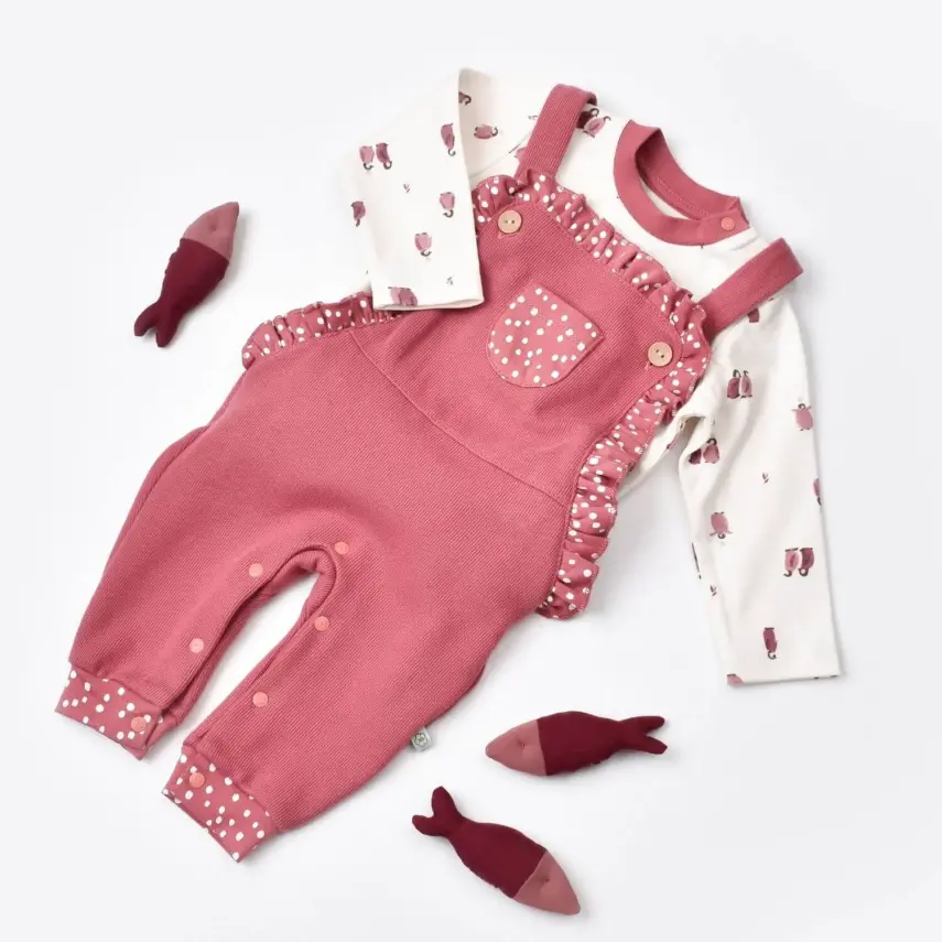Bibaby Kız Organik Salopet Tulum Little Love Rose Dry - 9