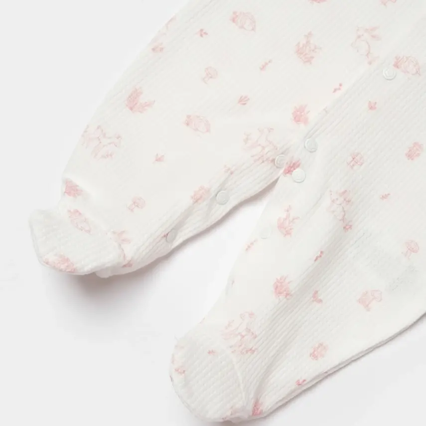 Bibaby Kız Organik Salopet Waffle Deer And Bird Ekru - Rose - 4