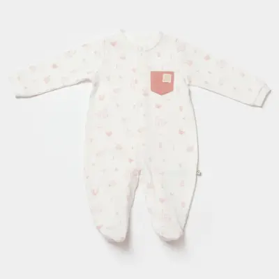 Bibaby Kız Organik Salopet Waffle Deer And Bird Ekru - Rose - 6