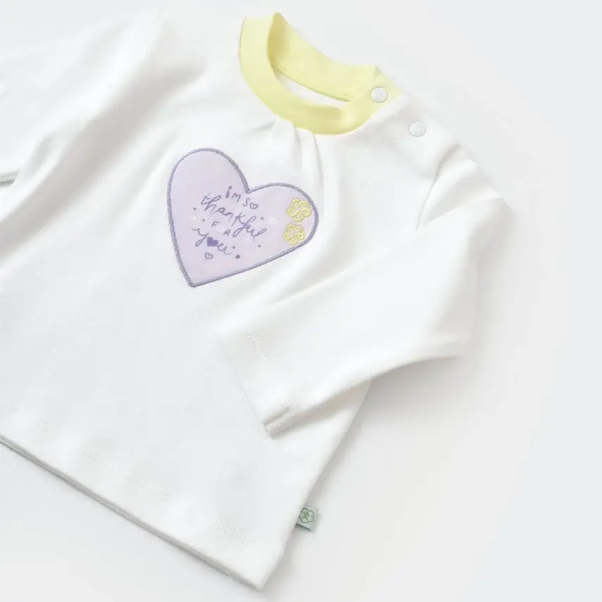Bibaby Kız Organik Sweatshirt Love You Baby Yellow Lavander - 7