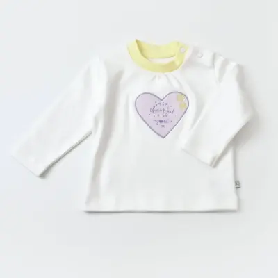 Bibaby Kız Organik Sweatshirt Love You Baby Yellow Lavander