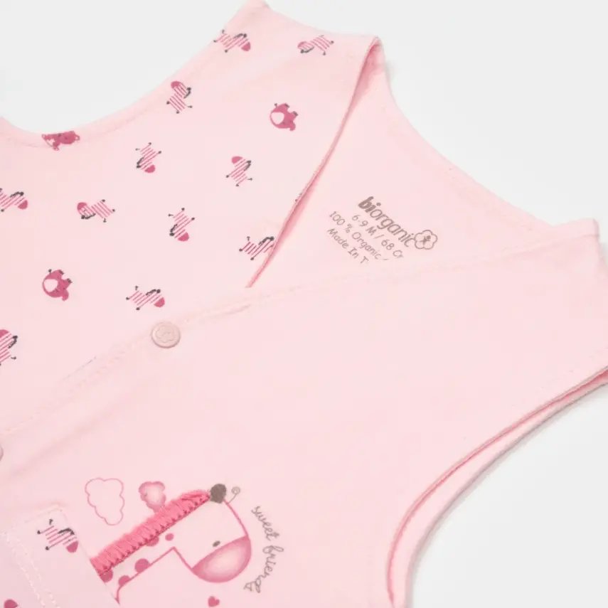 Bibaby Kız Organik Yelek Sweet Friends Pembe - 5