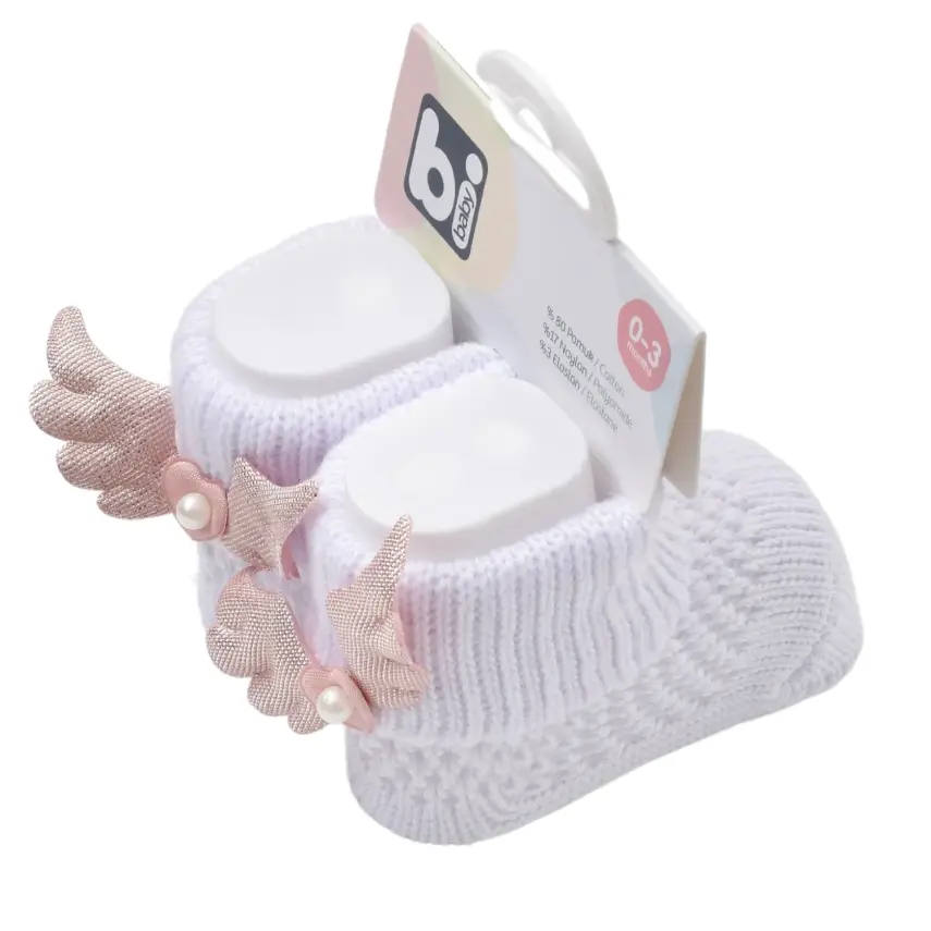 Bibaby Kız Patik Çorap Angel Beyaz - Pembe - 1