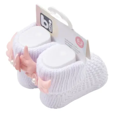 Bibaby Kız Patik Çorap Angel Beyaz - Somon