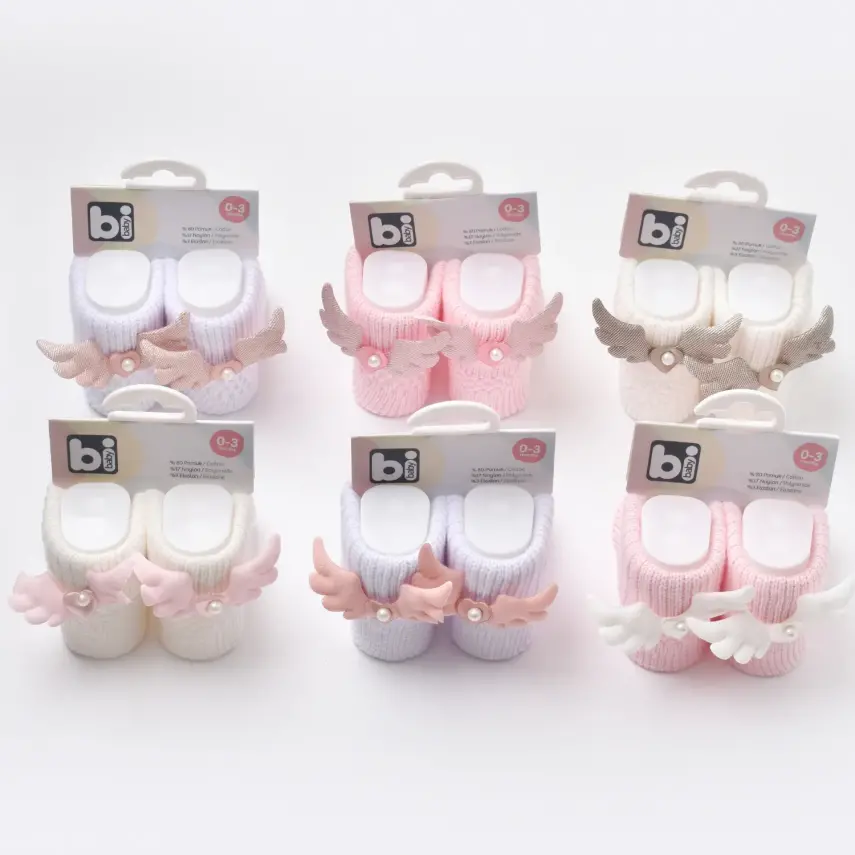 Bibaby Kız Patik Çorap Angel Ekru - Gri - 4