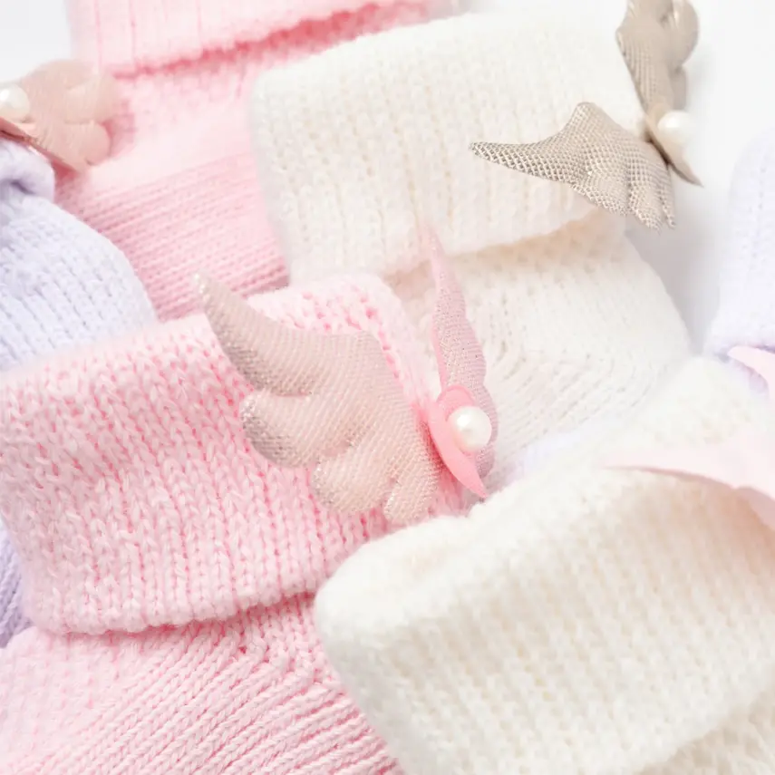 Bibaby Kız Patik Çorap Angel Ekru - Pembe - 3