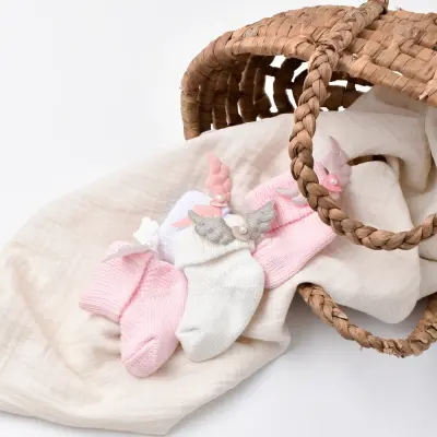 Bibaby Kız Patik Çorap Angel Pembe - Ekru - 4