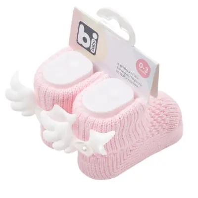 Bibaby Kız Patik Çorap Angel Pembe - Ekru 