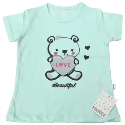 Bibaby Kız T-Shirt Bimboo Love Mint 