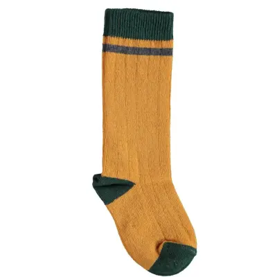 Bibaby Organik Çorap Dizaltı Çizgili Hardal - 2