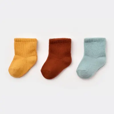 Bibaby Organik Çorap Soket 3lü Kaymaz Basic Tarçın -Nil - Hardal - 2