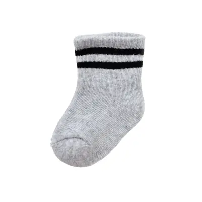 Bibaby Organik Çorap Soket Çizgili Gri