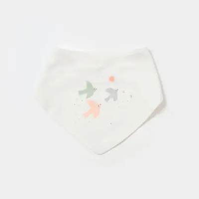 Bibaby Organik Fular Önlük 2li  Tiny Birds Ekru - Yeşil - 2