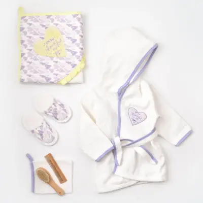 Bibaby Organik Havlu Takımı Love You Baby Yellow Lavender