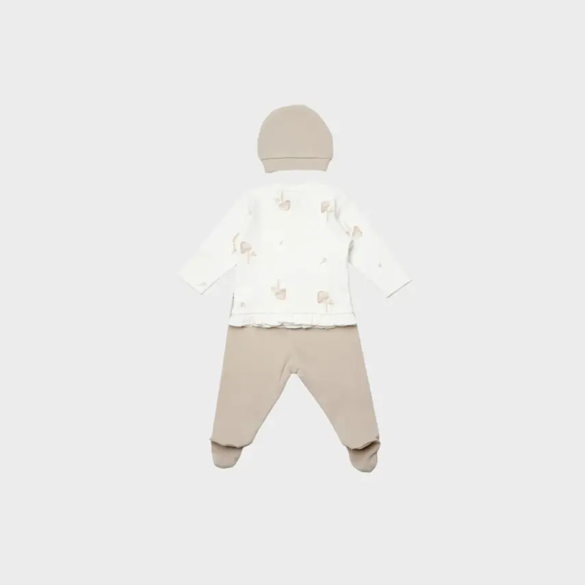 Bibaby Organik Kız Bebek 3lü Takım  Sweet Lady Baby Açık Bej - 2